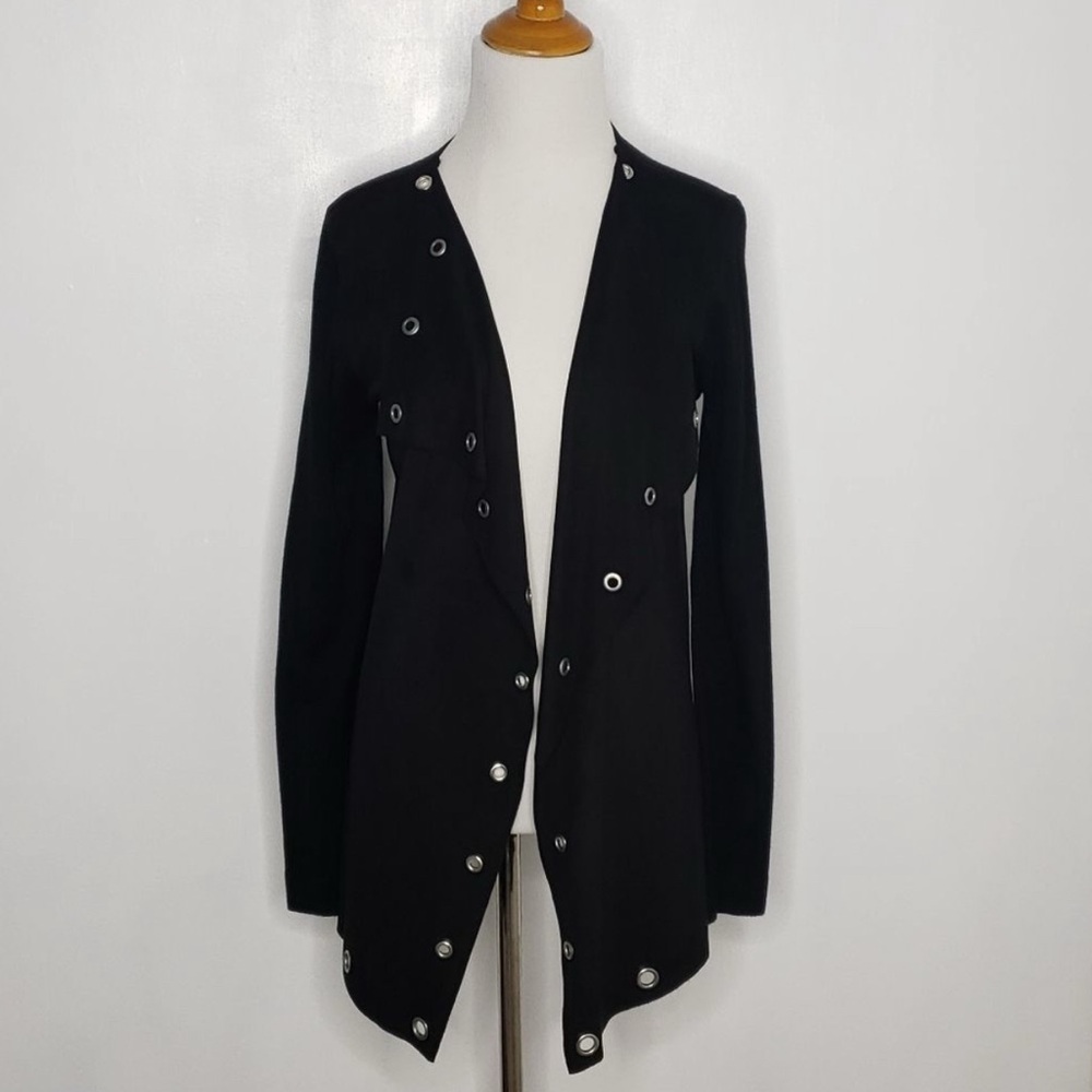 Zara Knit Open Front Cascading Cardigan Grommets M